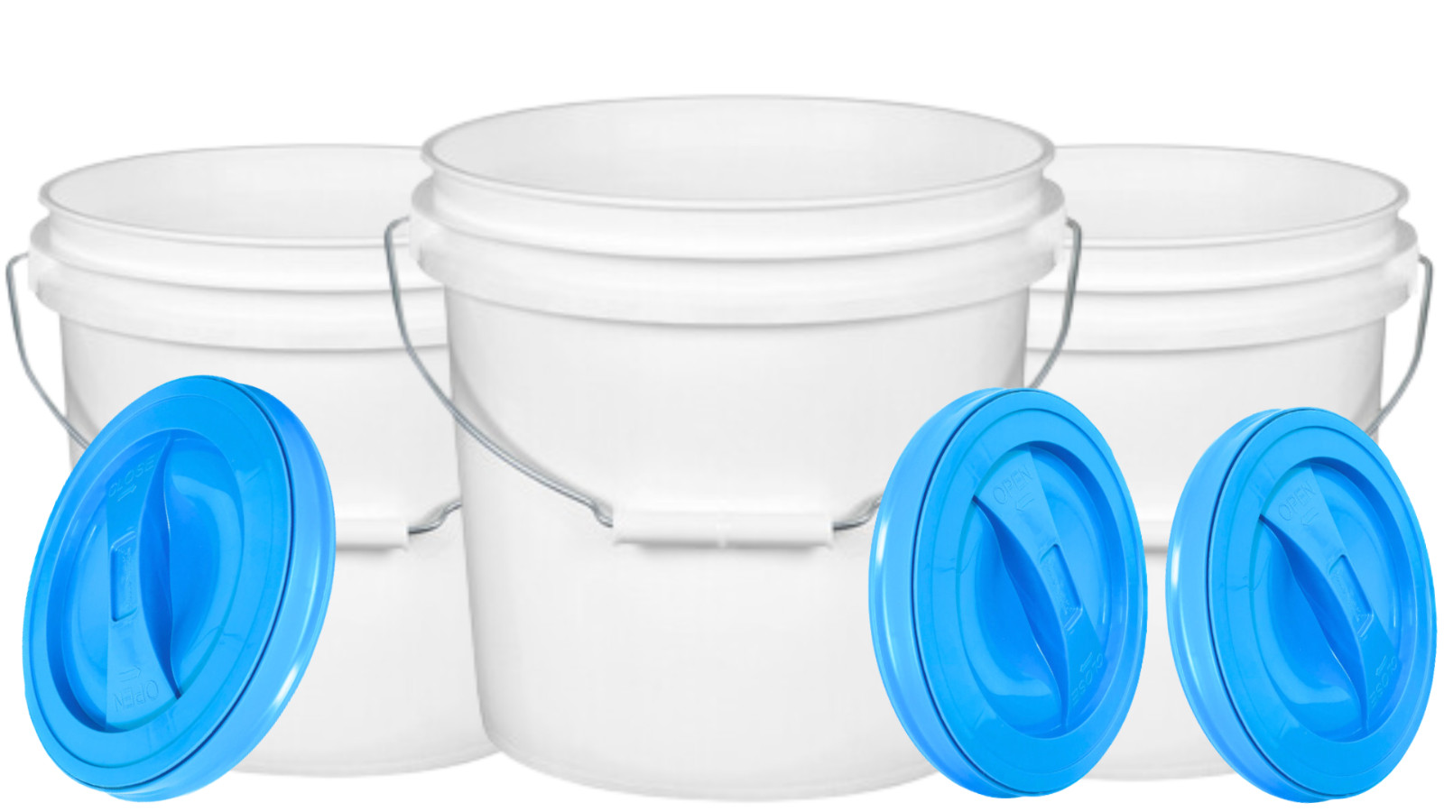 2 Gallon Food Grade Bucket Pail with Screw on Lid (Pack of 3)
