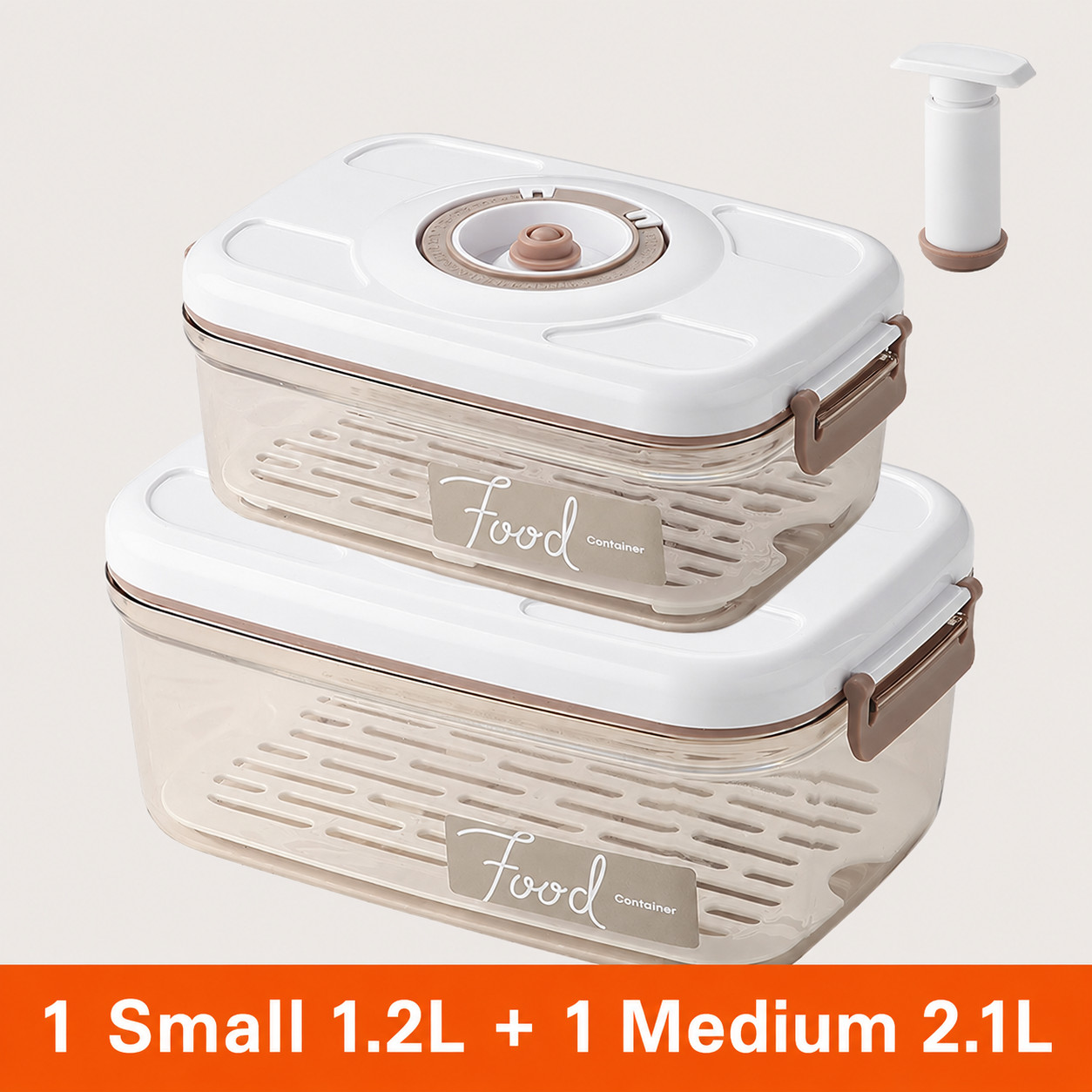 HomeLivinginSeoul Vacuum Seal Containers Set w Manual Pump BPA Free 1.2L 2.1L