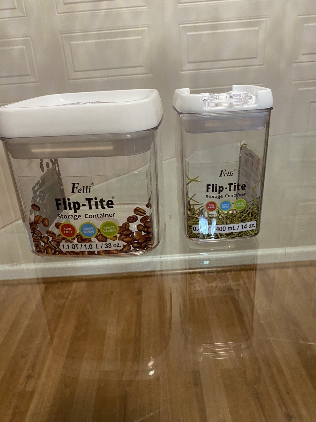 Felli Flip White Tite Food Storage Containers Set Of 2 1.1Qt & 0.4 Qt