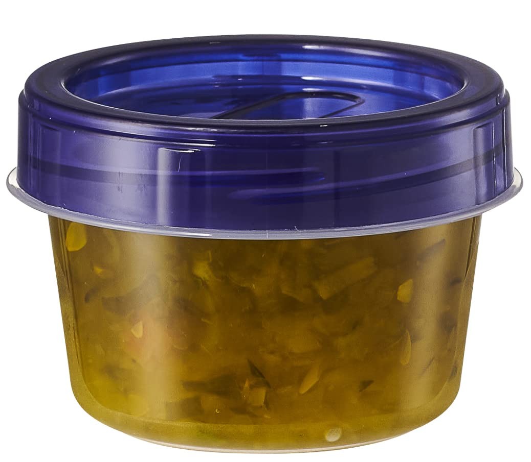 6 Pack Twist Cap Food Storage Containers with Blue Screw on Lid- 4 oz Reusabl…