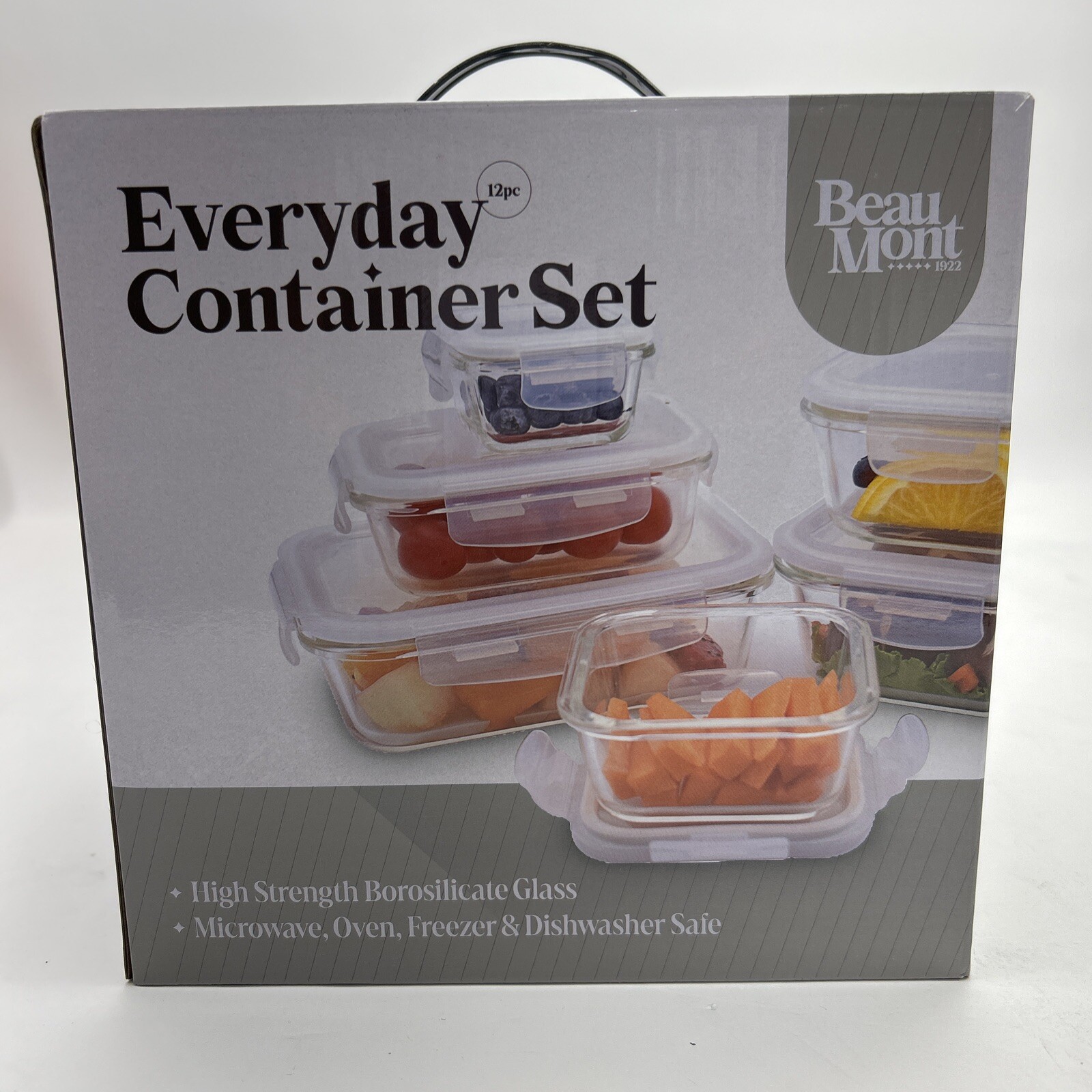 Beau Mont Everyday Container Set 12 Pc High Strength Borosilicate Glass