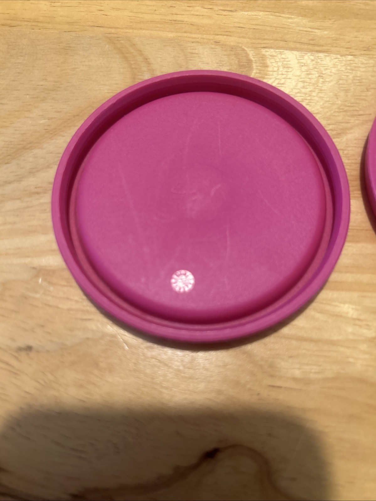 Vintage Tupperware Lid For 2oz Midget Container Dark Pink Three Lids Only
