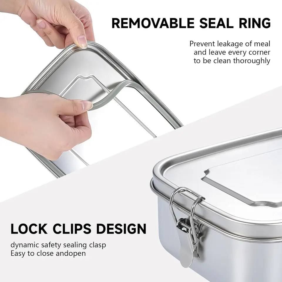 1 Pc 304 Stainless Steel Airtight Bento Lunch Box BPA Free Adult Meal Prep Box