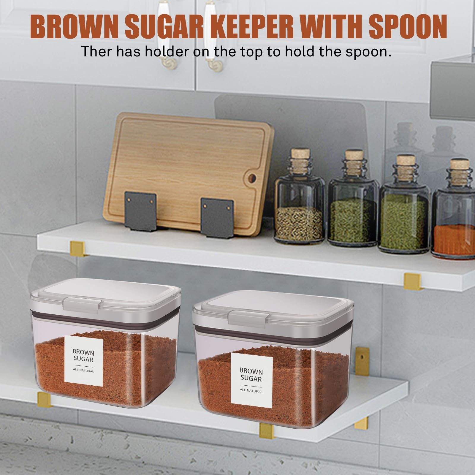 Euiaey Brown Sugar Container Airtight, Keeper 1.2 Liters, Clear