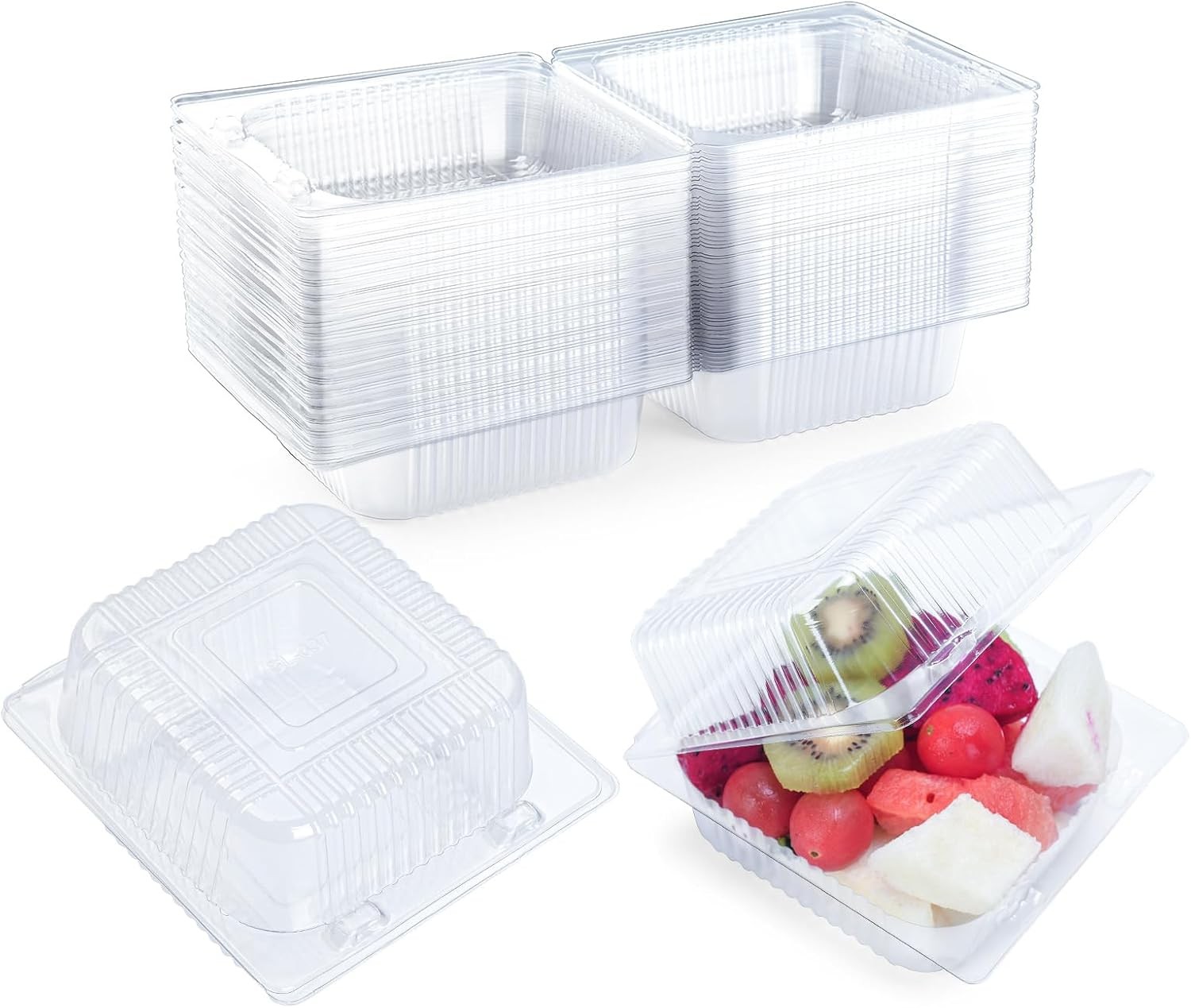 50 Count Clear Plastic Containers with Lids for Food, Thickened Disposable