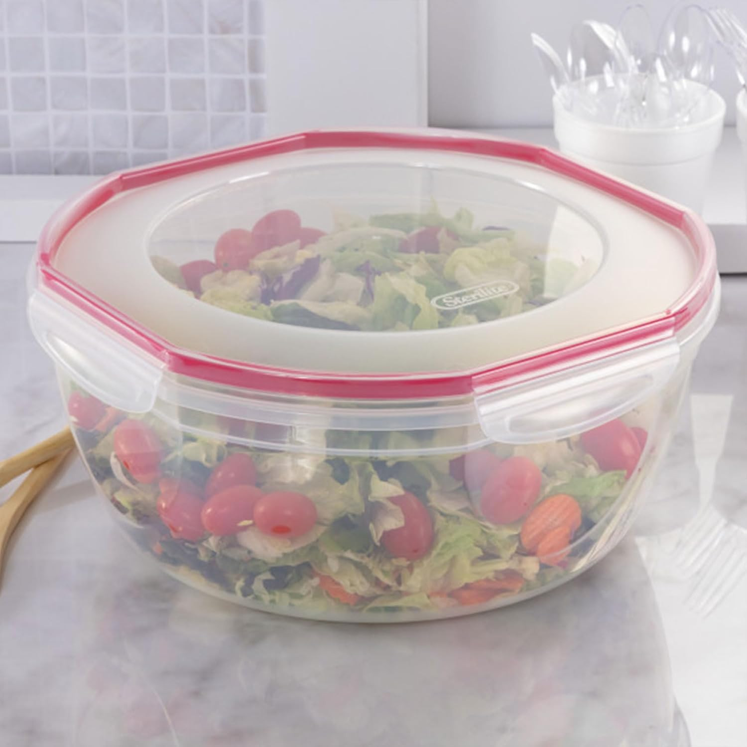 Ultra-Seal 8.1 Qt Airtight Food Storage Containers, 4-Pack, Clear with Red Lid