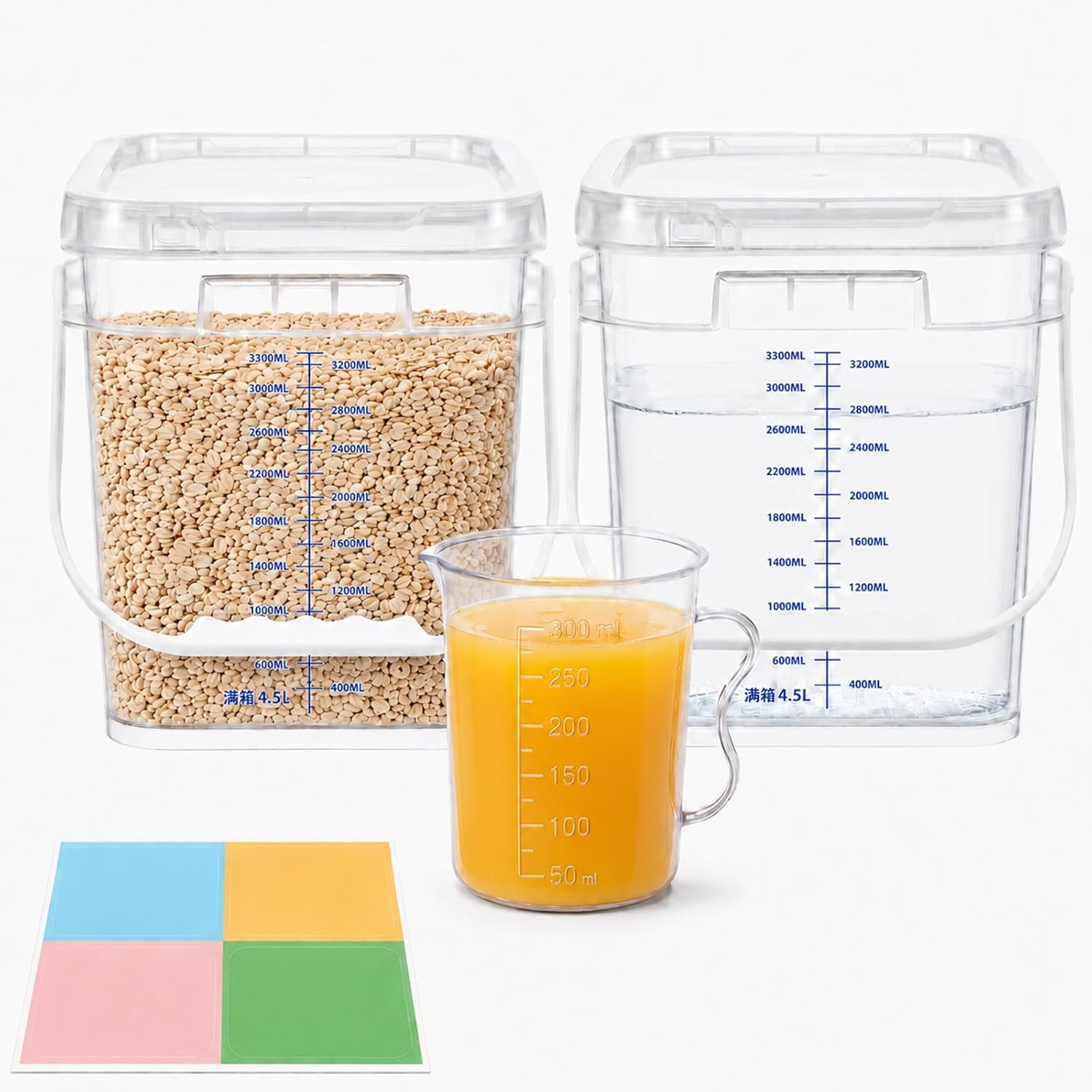 METAPACK 2 Pack 1 Gallon Food Grade Square Buckets with Easy-Open Lids and Handl