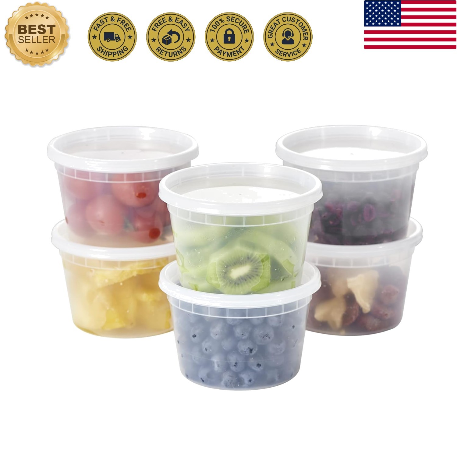 16oz BPA-Free Plastic Food Containers – Ideal for Takeout, Meal Prep & Snacks