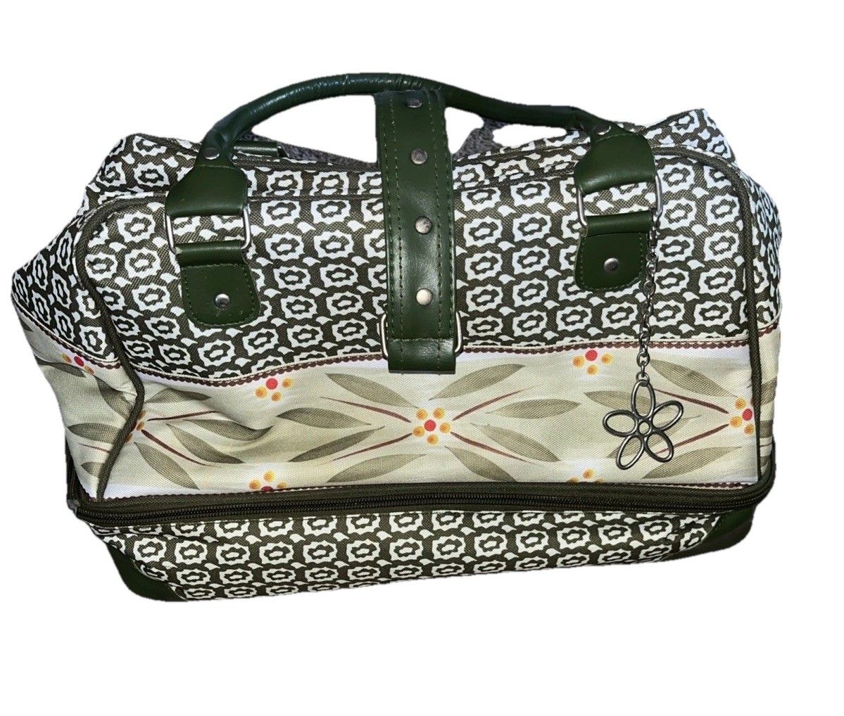 Temp-tations by Tara Double Thermal Insulated Food Carrier Green Old World Tote