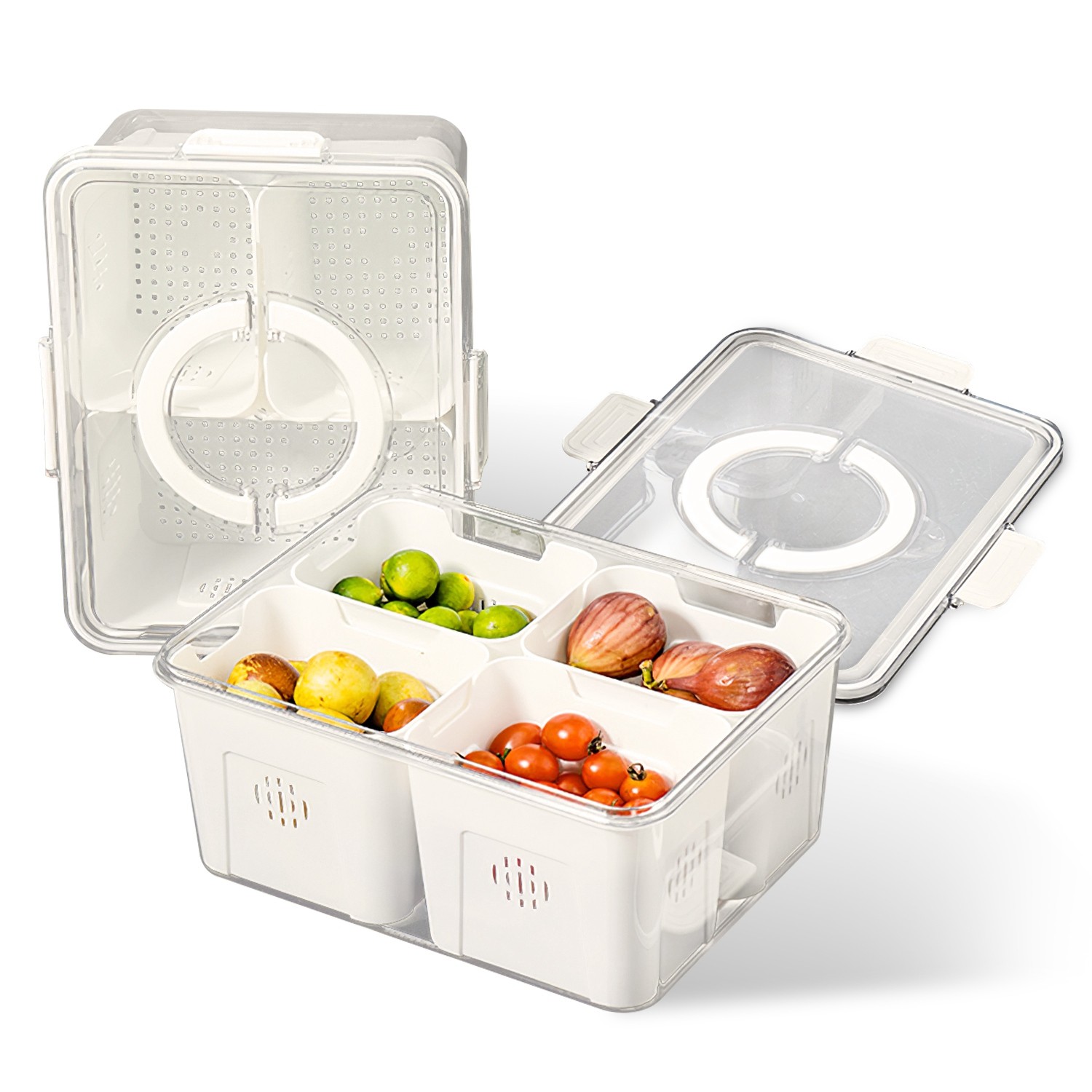 2Pcs Airtight Fruit Storage Kitchen Food Storage Fridge Picnic Box Containers