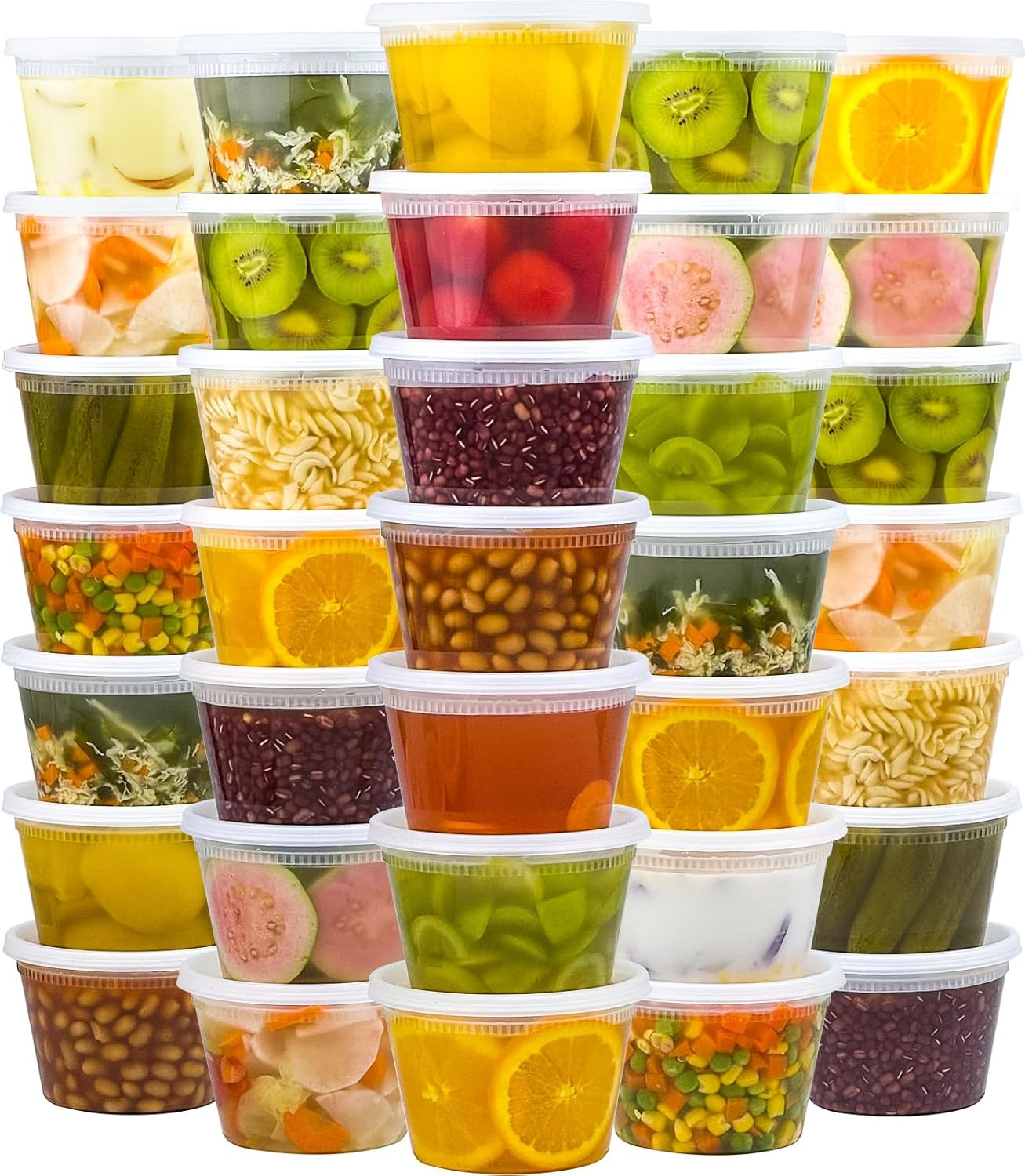 50 Set 16 oz Deli Containers with Lids, Leak-Proof BPA Free Plastic Take Out Bow