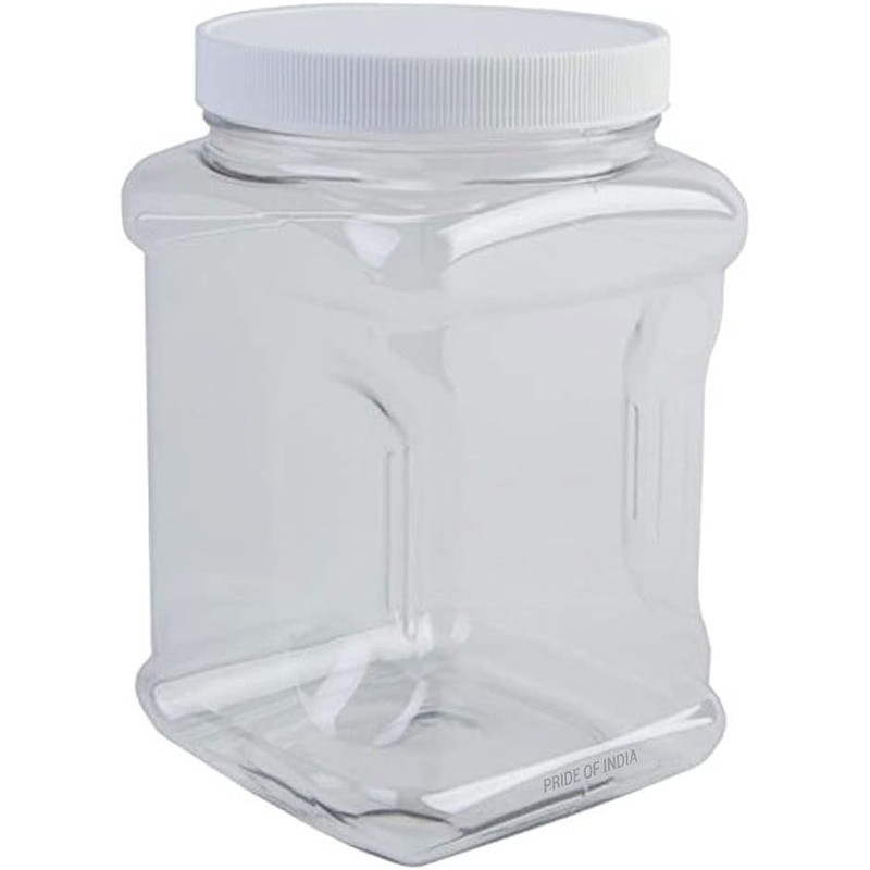 Impact Resistant Transparent PET Plastic Jar W/ Ribbed Screw Cap Storage New