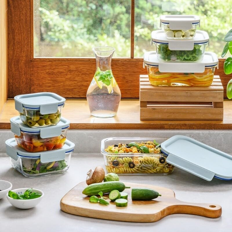 LNG214S4M the Clear Heat-Resistant Borosilicate Glass Food Storage Set, 8-Piece