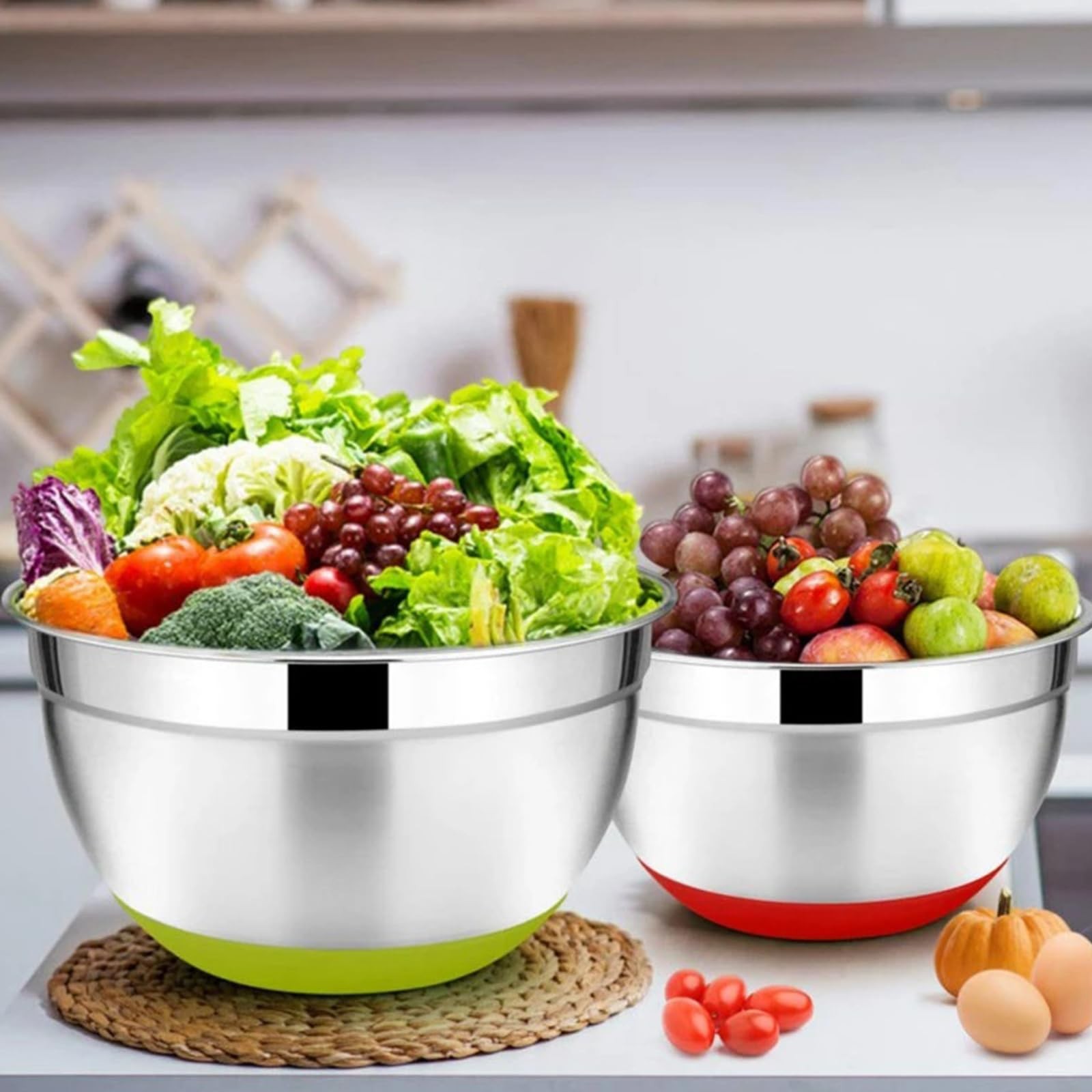 Stainless Steel Mixing Bowls with Lids 6 Piece, Kitchen Food Storage Organize…