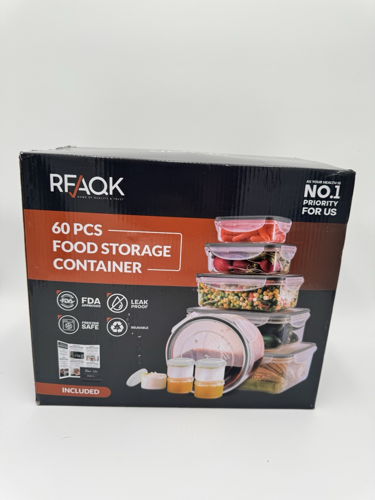 60-Piece Large Food Storage Containers Set Leakproof BPA-Free Plastic Snap Lid