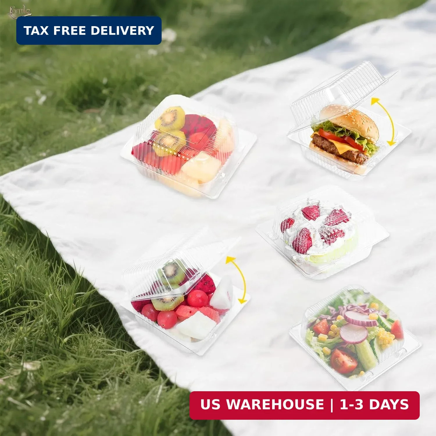 50 Pack Clear Clamshell Food Containers, Disposable Plastic Hinged Clamshell Tak
