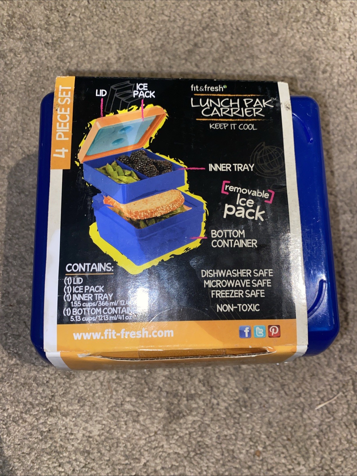 FIT & FRESH 334KFF KIDS DIVIDED CARRIER WITH ICE PACK 4pc Set