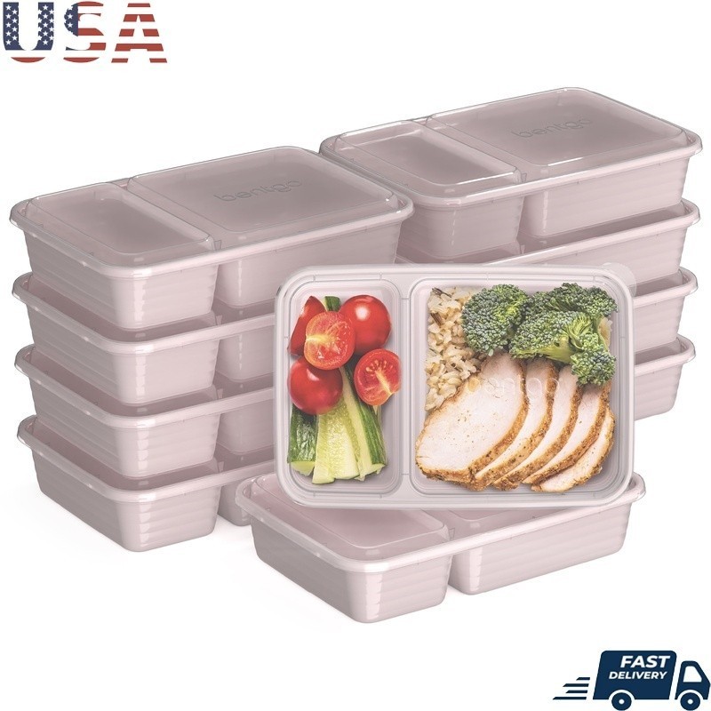 Reusable Meal Prep Containers 20PC Bento Box Portion Control Microwave Safe New