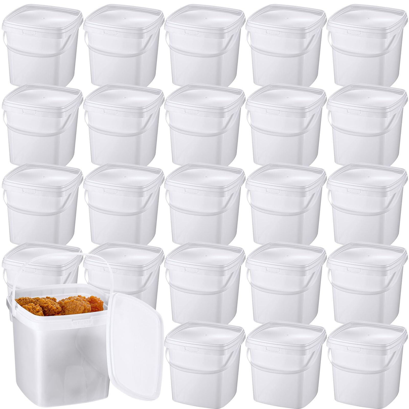 Mifoci 24 Pack 33.8 Oz/ 1L Max Fill Square Deli Containers with Lids Airtight…