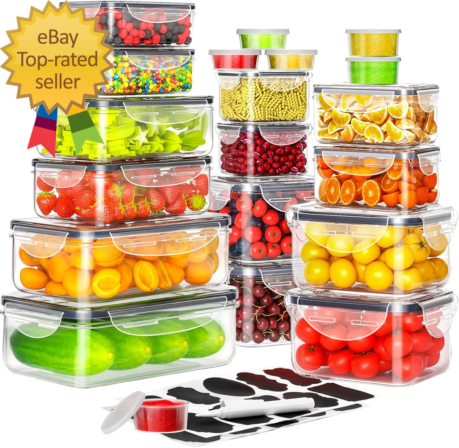 40 PCS Food Storage Containers with Lids Airtight (20 Containers & 20 Lids)