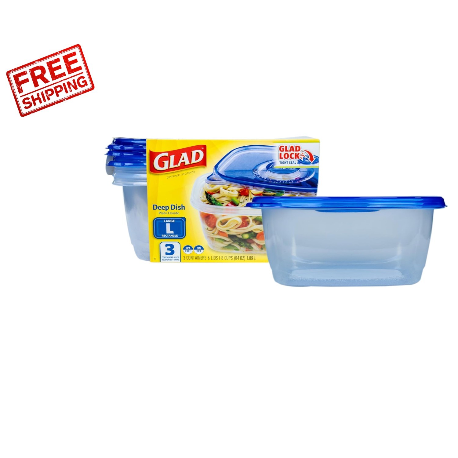 3 Pack of 64 Oz Lock Tight Deep Dish Storage Containers – Perfect for Leftovers