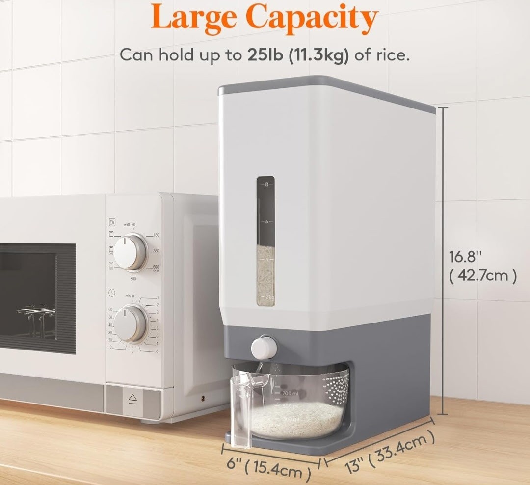 Lifewit Rice Dispenser 25 Lbs(11.3kg), Rice Storage Container