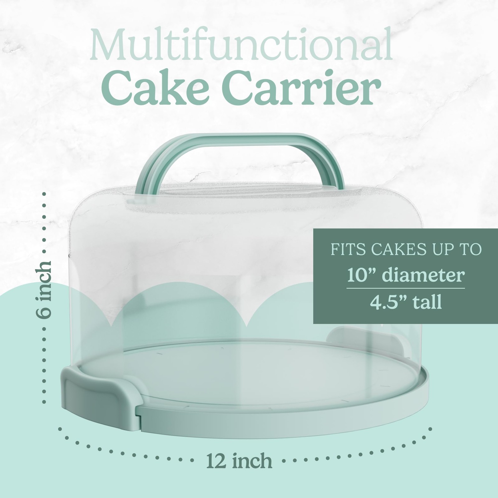 Cake Carrier with Lid and Handle – Multipurpose Cake Stand with Lid for 10” Cake