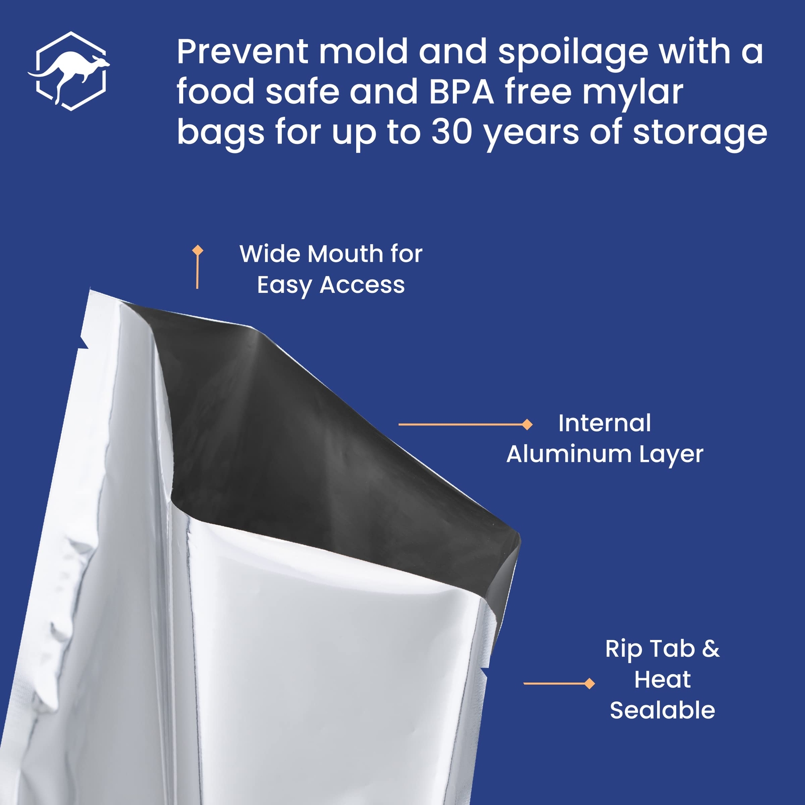 50X 1-Quart Mylar Bag Bundle – 5 Mil – 7 X 10 Mylar Bags + 50X Labels