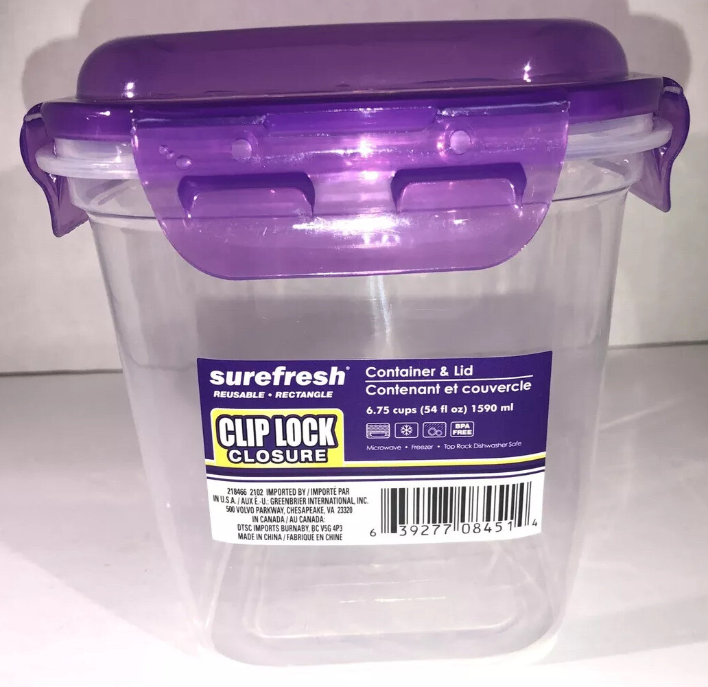 2ea 6.75Cup Sure Fresh Dry/Cold/Freezer Food Storage Containers W Clip-Lock Lids