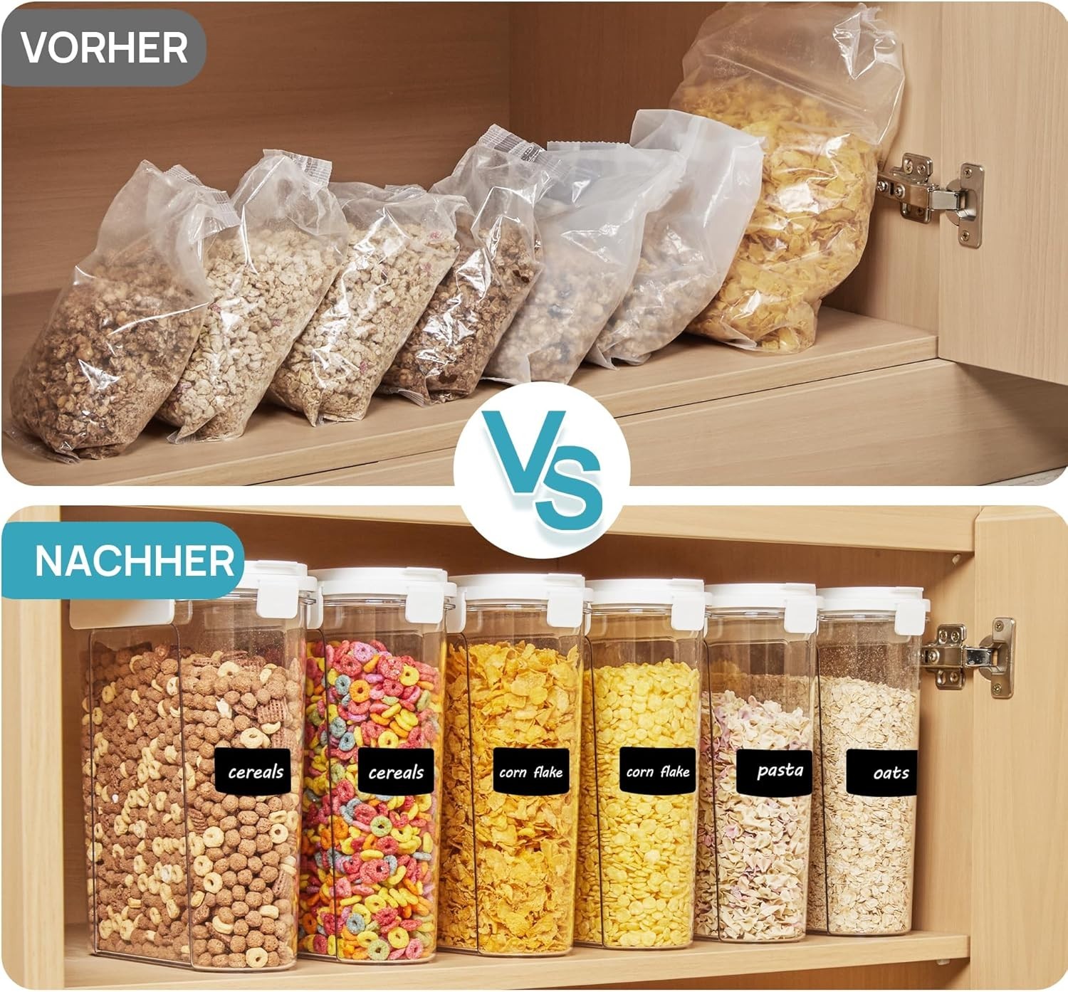 Vtopmart Cereal Containers Set 3 PCS Airtight Food Storage Containers