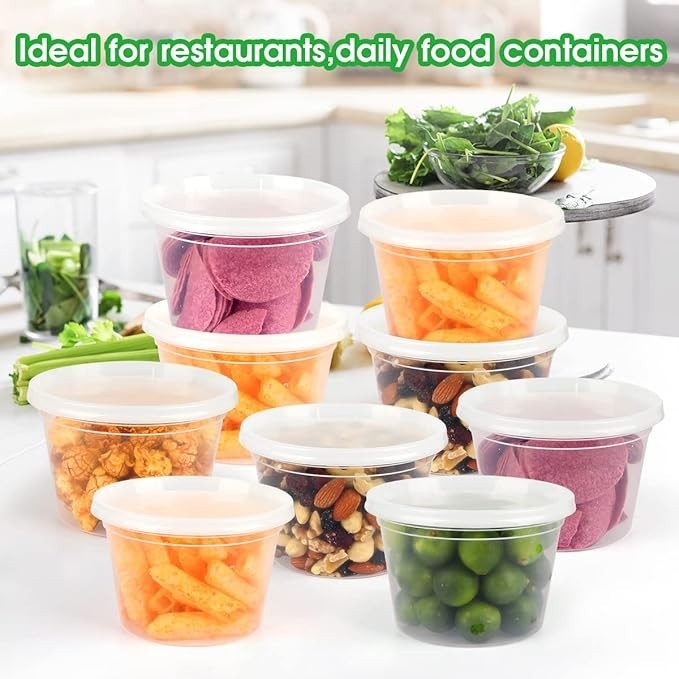 Contenedores De Almacenamiento De Comida De Plastico 16 OZ Juego De 50 Con Tapa