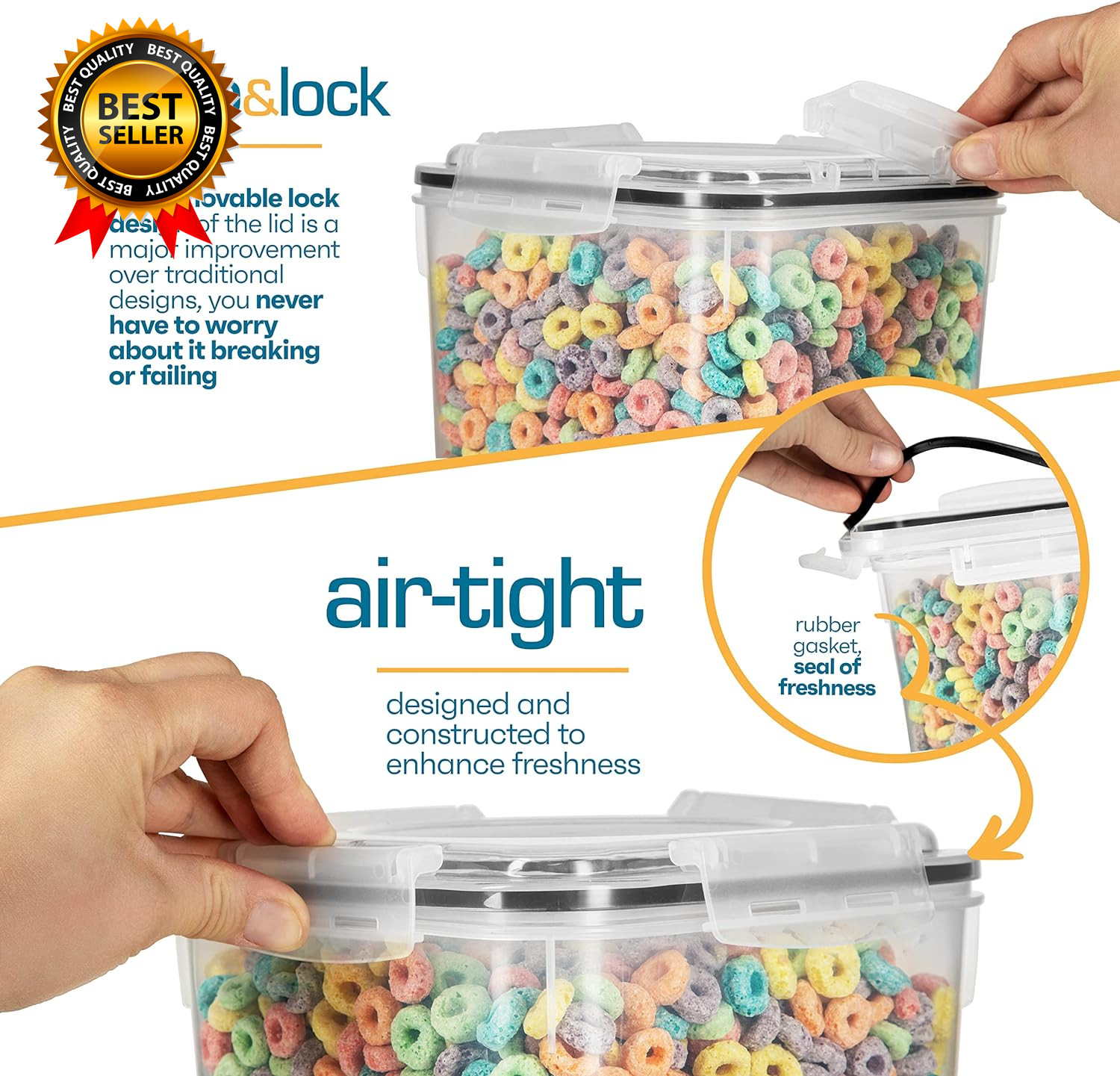 Flour Sugar Storage Containers (5.3L/4Pk) Great Rice Canisters Sets for Kitchen
