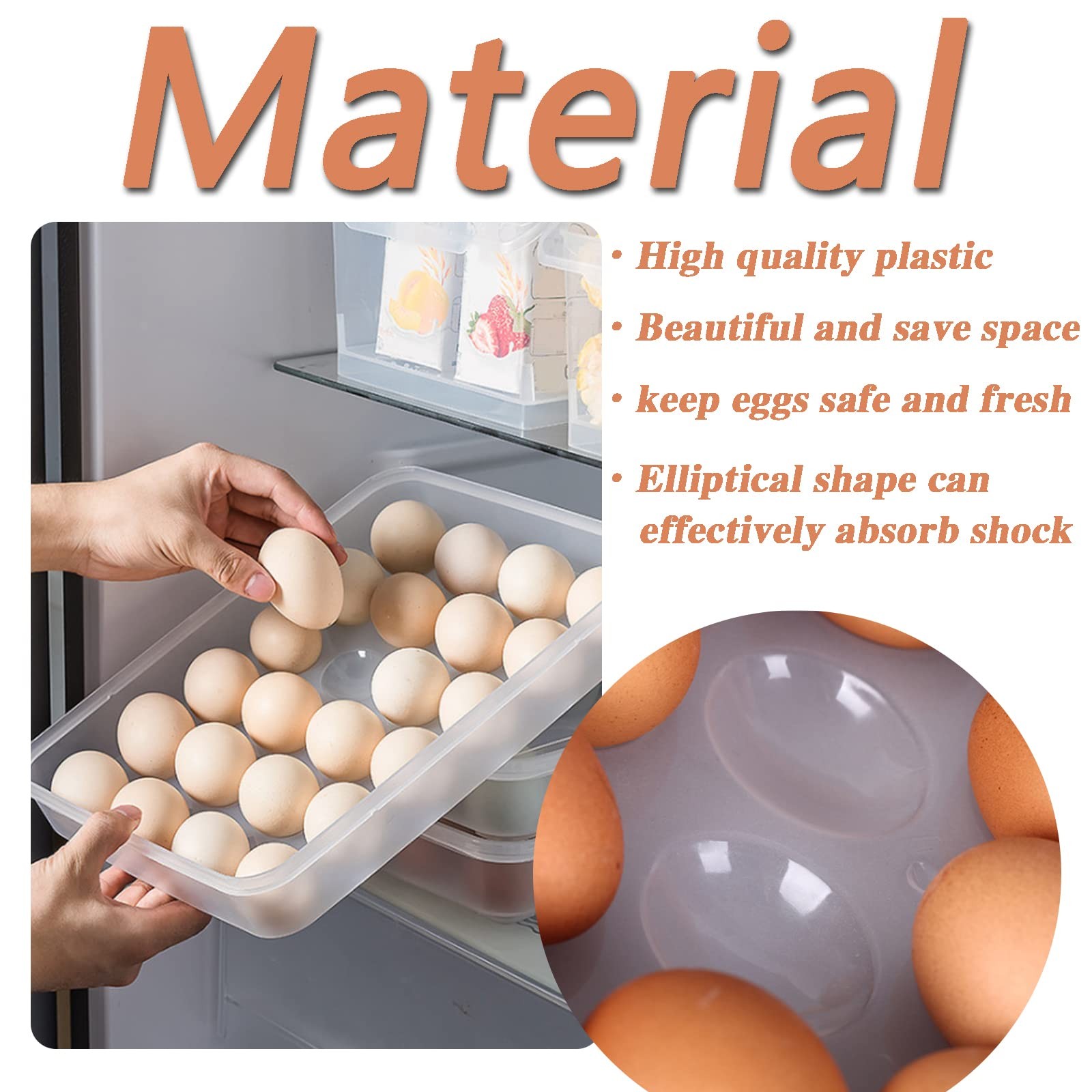 2 Pack Covered Egg Holder,Clear Egg Holder Storage Container,Stackable Plasti…