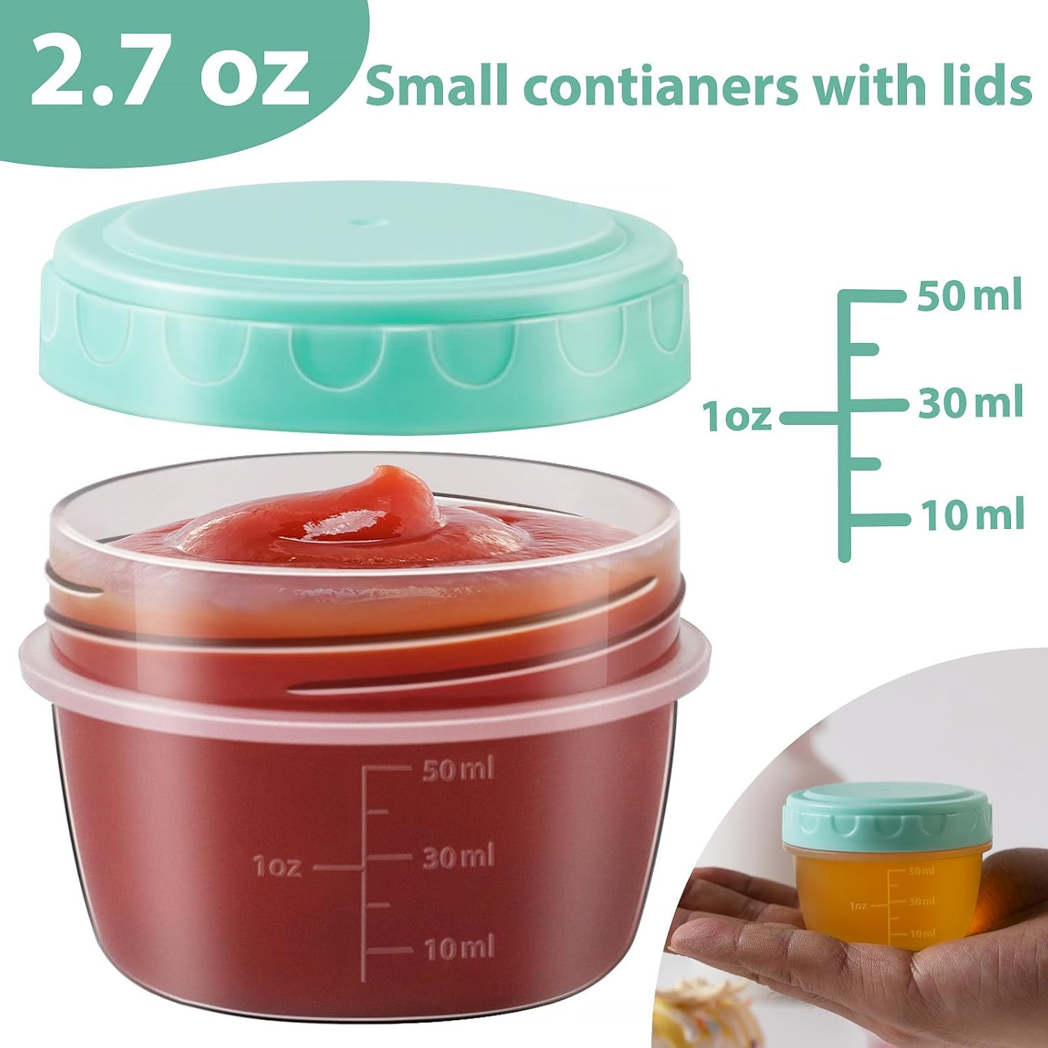 Salad Dressing Container to Go with Lids,Dishwasher and Microwave Safe Tiny Cond
