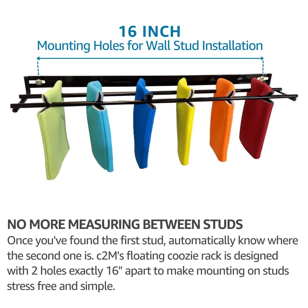 Wall Mounted Coozie Rack Storage Organizer | 17.5″ Floating Shelf for Bulk Beer