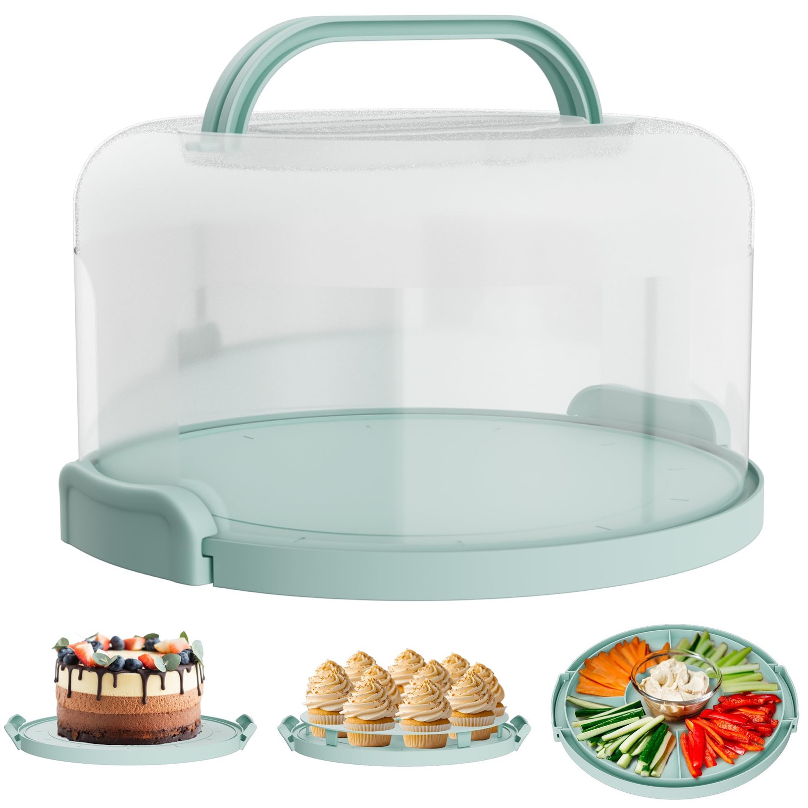 Cake Carrier with Lid and Handle – Multipurpose Cake Stand with Lid for 10” Cake