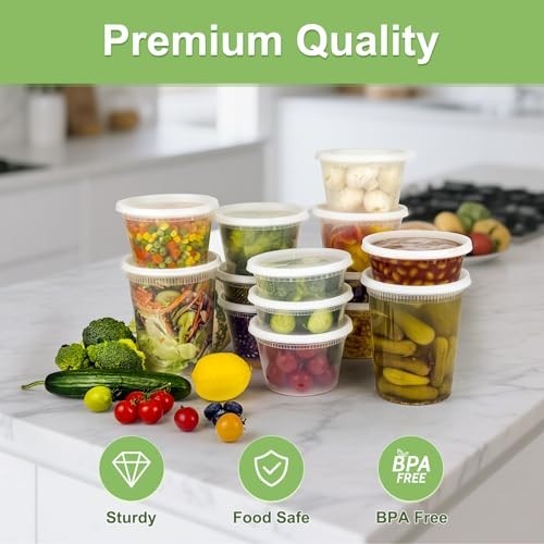 60 Sets Deli Containers 32/16/8 oz – Leak-Proof BPA Free Food Storage, Microwave