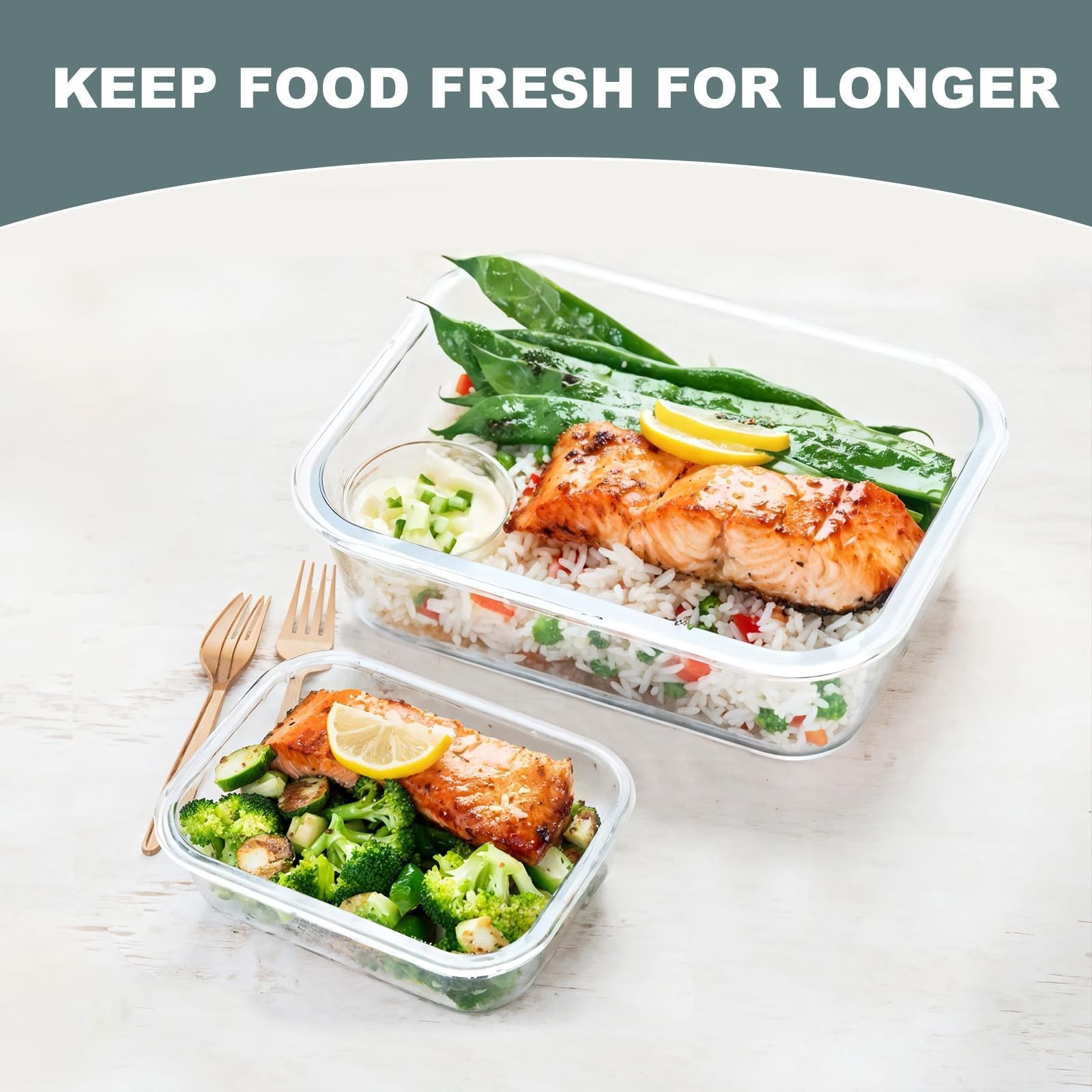 10 Pack Glass Food Storage Containers, Meal Prep Containers with Lids, Airtig…