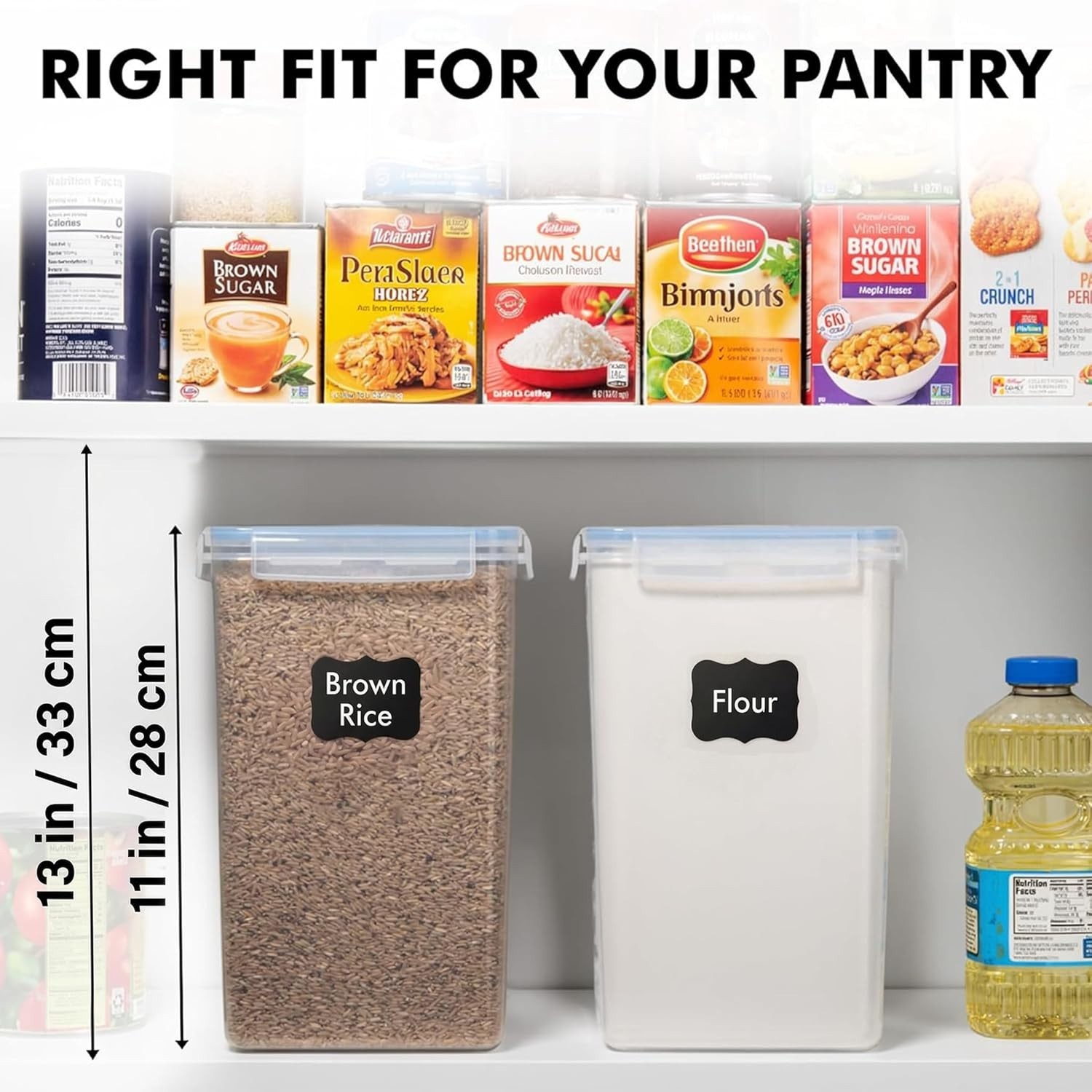 Stackable BPA-Free Food Storage Containers – 220 Oz, 2 Pack with Measuring Cups