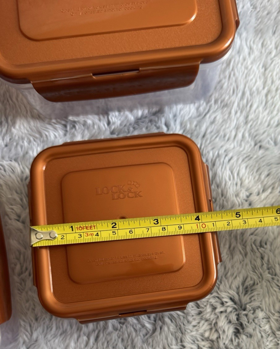 LocknLock 4 Piece Nestable Square Storage Set COPPER largest w/ handle – NEW