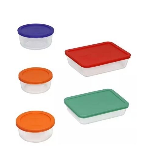 Simply Store 10 Piece Glass Storage Bakeware Set with Assorted Colored Lids