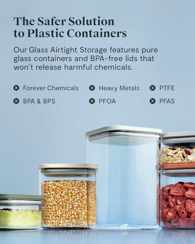 Caraway 1qt Glass Airtight Food Storage Container with Lid; Non-Toxic, BP