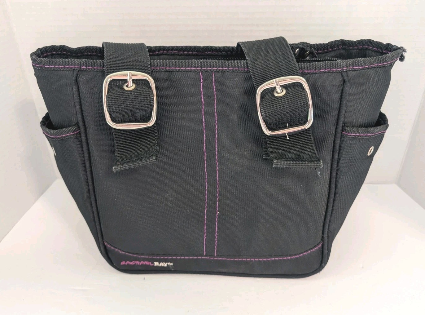 Rachael Ray Black Insulated Lunch Tote Bag Zipper Closure