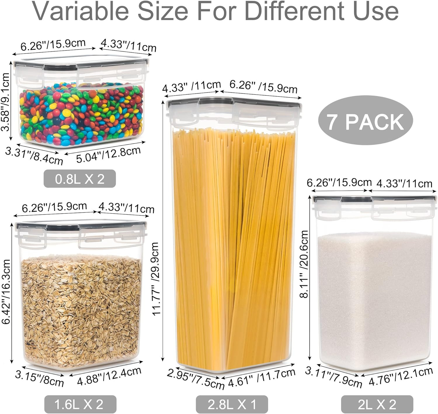PANTRYSTAR Airtight Food Storage Containers with Lids, 7 PCS BPA Free Kitchen Ca