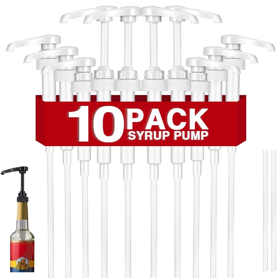 10 Pcs White Coffee Syrup Pump Dispenser Fits 25.4 Oz/750ml Bottles Home