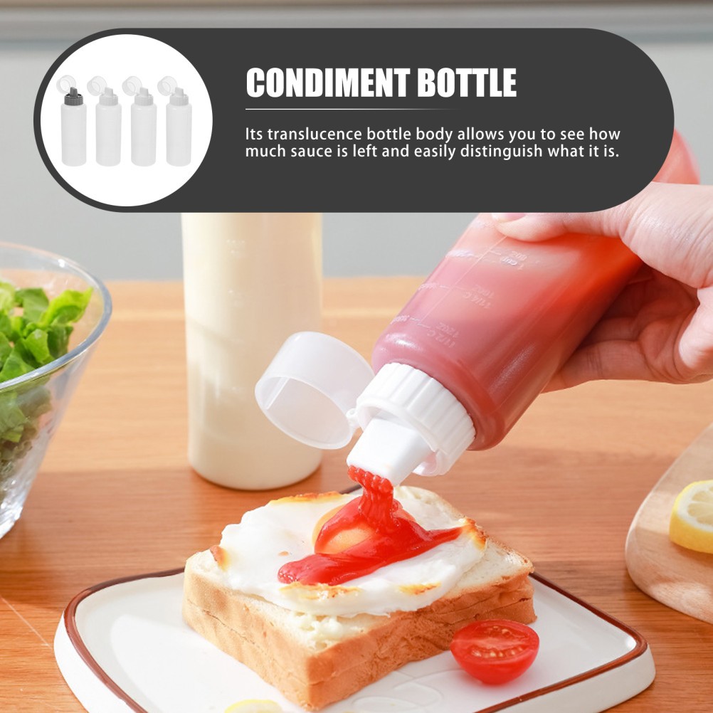 4 Pcs Cream Sauce Squeeze Bottles 350 ml Condiment Bottles with Scale