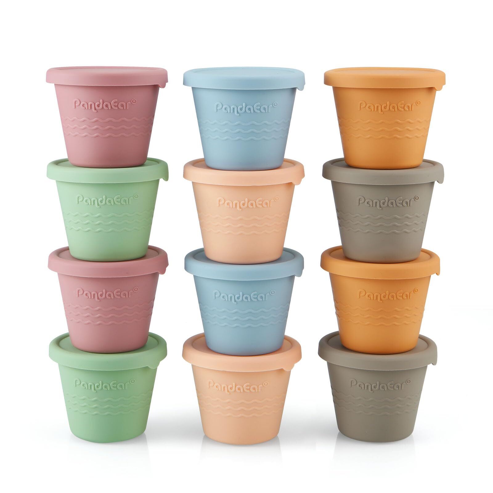 12 Pack Silicone Baby Food Storage Containers, 4 oz Reusable Small Snack Cont…