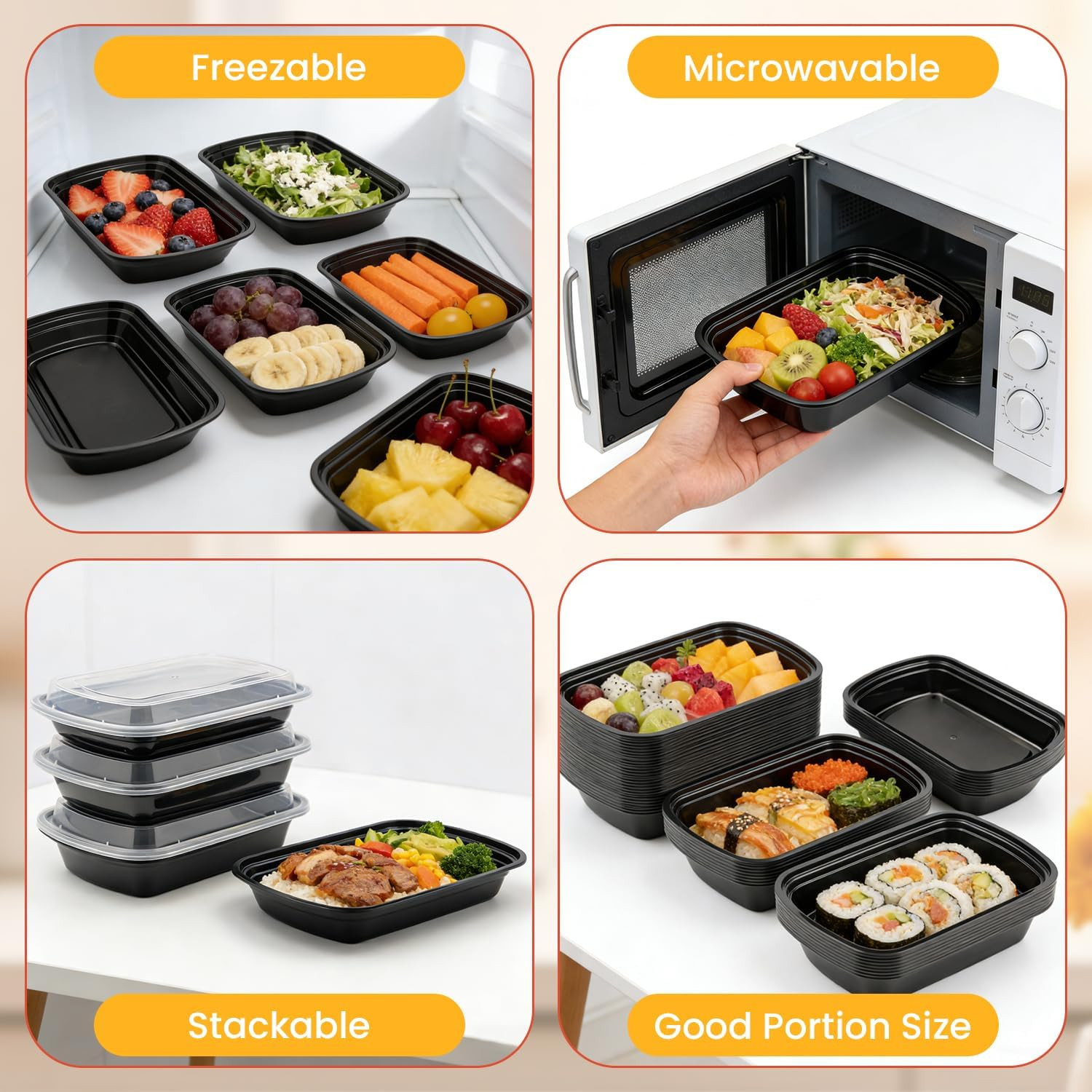 30Pack-24Oz Meal Prep Containers Reusable with Lids – Bpa-Free Plastic Food Stor