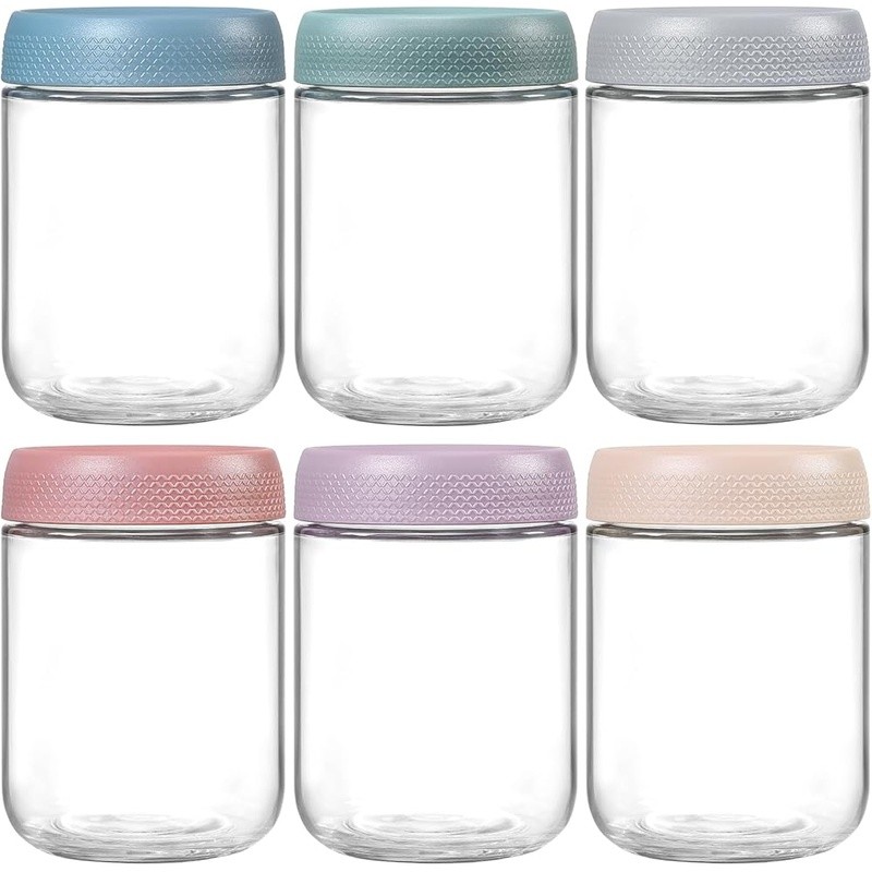 Airtight Glass Storage Jars Food Grade Stackable Versatile Sealing 16oz New