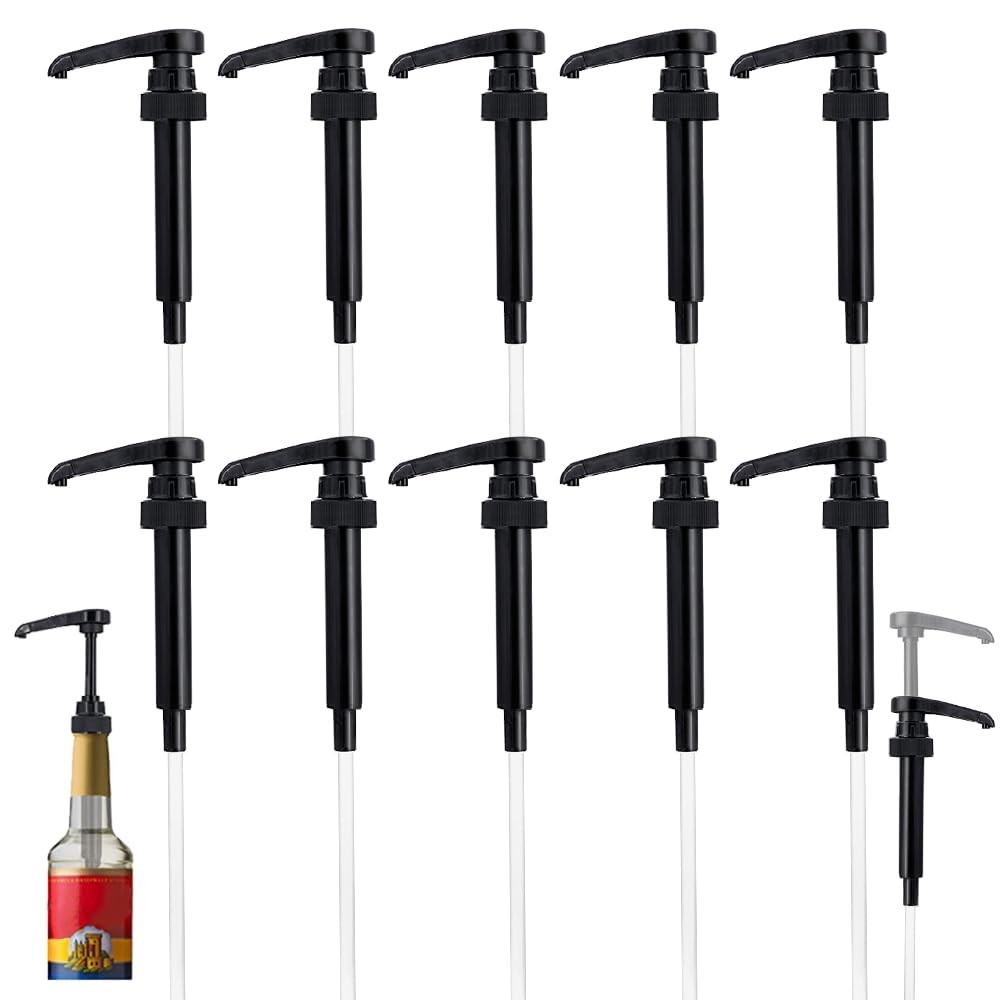 10 Packs Black Coffee Syrup Pump Dispenser Fits 25.4 Oz/750ml Bottles Home Bar